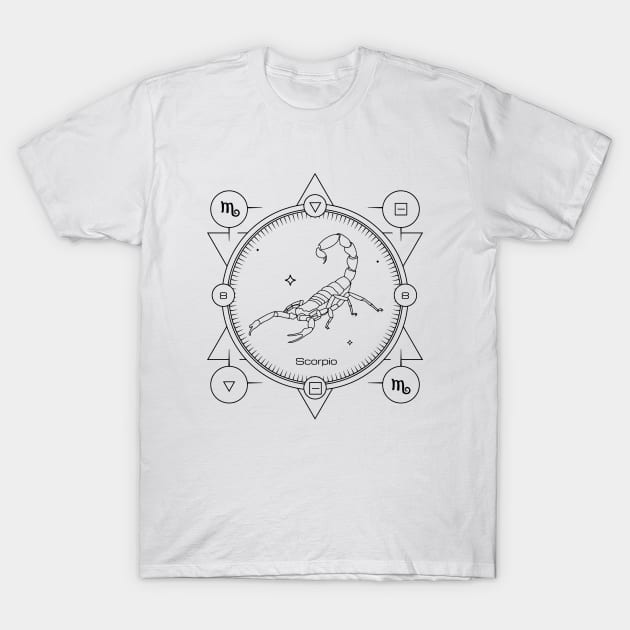 Scorpio Zodiac Design T-Shirt by DJ Saifee Designs 